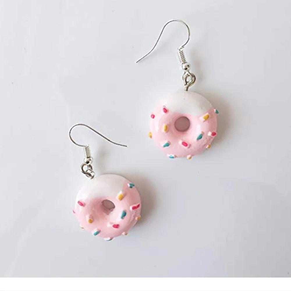 Pink and White Donut Earrings